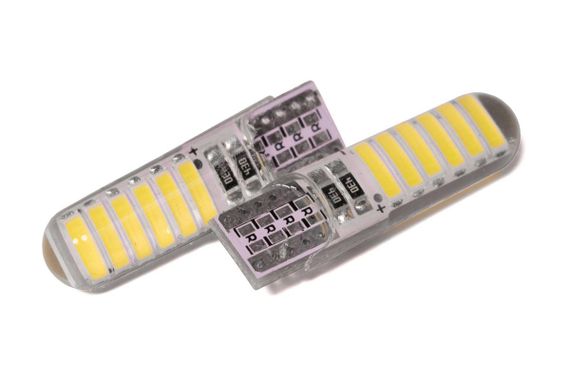 Світлодіодна лампа StarLight T10 12 діодів 7020 12 V 1 W WHITE / друкована плата в силіконі | Зображення 1