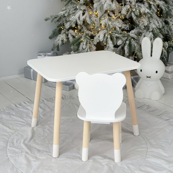 Дитячий прямокутний стіл і стільчик білосніжний ведмежа. Столик білий дитячий | Зображення 5