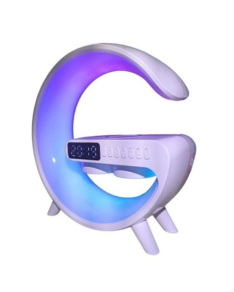 Настольная лампа-ночник Led Wireless Charging Speaker Google G11 (8527) 15W  беспроводная с колонкой, радио, будильником и беспроводной зарядкой White | Зображення 2