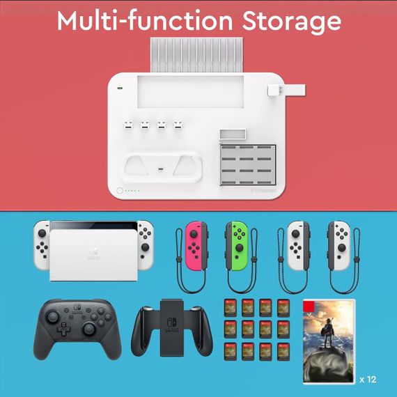 Зарядная станция контроллера Hosanwell Switch с RGB-светом, игровая станция-организатор для Nintendo Switch | Зображення 4