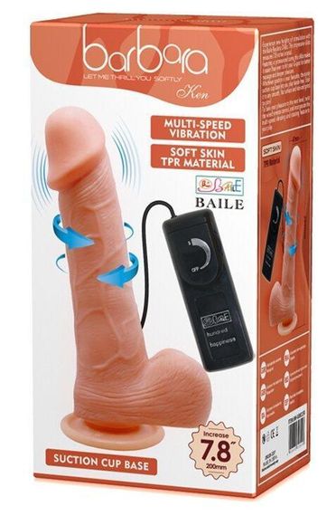 Вібратор на присосці з функцією ротації BARBARA 7,8" Ken MULTI-SPEED VIBRATOR, BW-008015R Sex Aura | Зображення 9