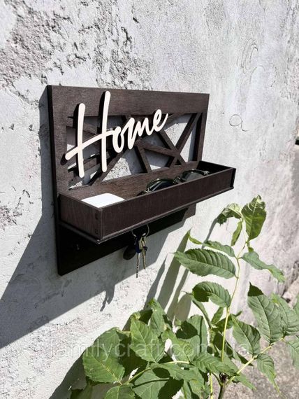 Настенный держатель для ключей из дерева Home Ключница из фанеры в стиле лофт Органайзер для ключей и мелочей | Зображення 9
