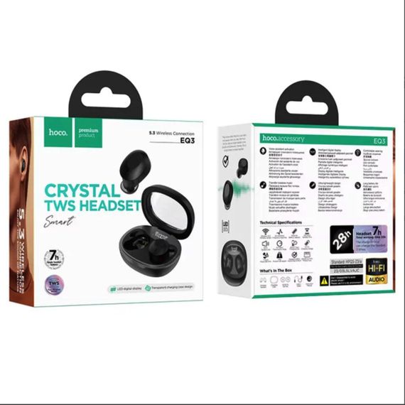 Бездротові навушники HOCO EQ3 Smart true wireless BT headset Black | Зображення 3