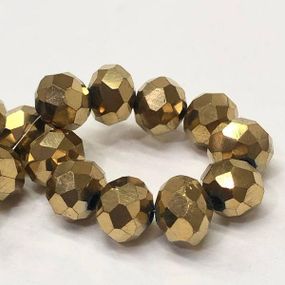 Намистини кришталеві рондель 8х6мм, нитка-65 од, Золоте напилення