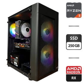 Ігровий ПК AeroCool Hexform Black Tower / AMD Ryzen 5 3600 (6 (12) ядер по 3.6 - 4.2 GHz) / 16 GB DDR4 / 250 GB SSD / AMD Radeon RX 5700 XT, 8 GB GDDR5, 256-bit / 600W б/в