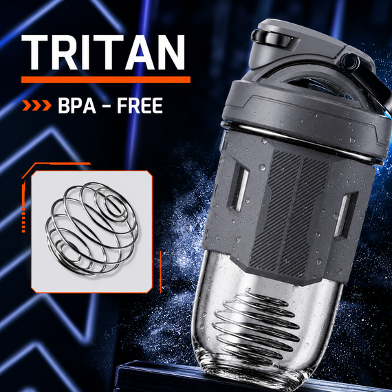 Спортивний шейкер TKK (700 мл) — Стильний сірий Tritan BPA-free, ударостійкий, з вінчиком для змішування | Зображення 6