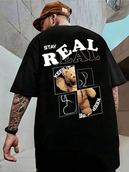 Футболка мужская с принтом повседневная M Черная