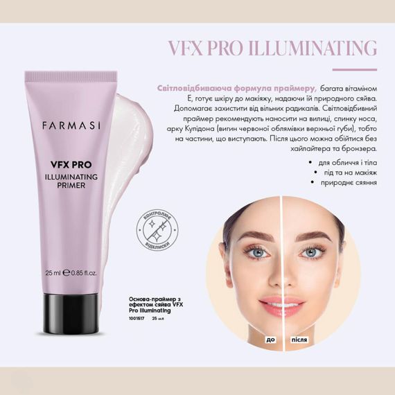 Основа-праймер з ефектом сяйва Farmasi VFX Pro Illuminating 25 мл | Зображення 2