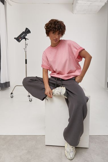 Футболка вільного фасону з ефектом тай-дай - рожевий цвет, ONE SIZE (є розміри) | Зображення 2