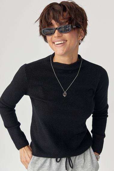 Однотонний жіночий гольф з горловиною-стійкою - чорний цвет, ONE SIZE (є розміри) | Зображення 1