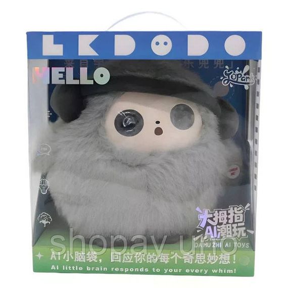 Интерактивная плюшевая AI-игрушка Ledodo с LED-глазами серая • Мягкая игрушка с искусственным интеллектом для детей | Зображення 4