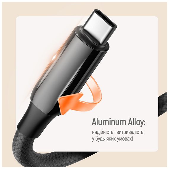 Дата кабель USB-C to USB-C 1.0m (PVC+Aluminum Alloy) (PD Fast Charging 240W) 5А black ColorWay (CW-CBPDCC069-BK) | Зображення 9
