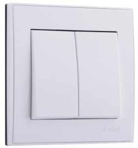 RAIN білий Вимикач внутрішній 2кл Лезард