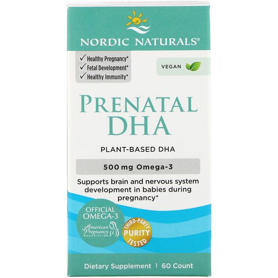 Риб&#039;ячий жир для вагітних, Prenatal DHA, Nordic Naturals, 500 мг, 60 гелевих капсул