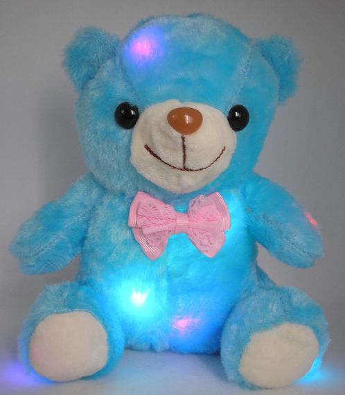 Мишка с подсветкой синий мягкий плюшевый с бантиком светящийся с LED подсветкой медвежонок светится ЛЕД | Зображення 4