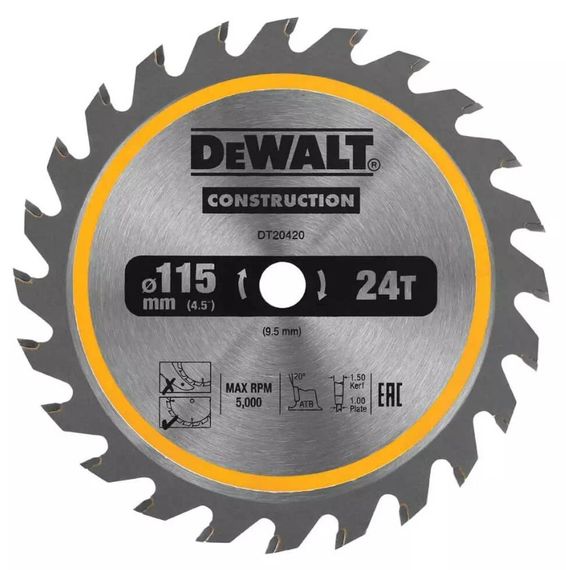Диск пилковий DeWALT 115 х 9.5 мм (DT20420)