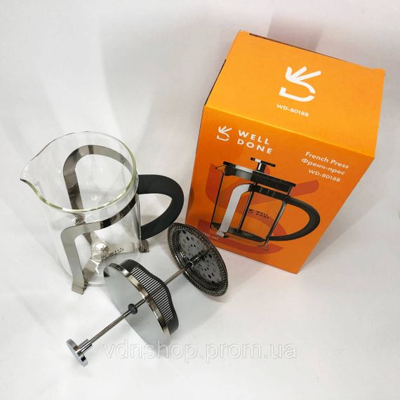 Заварники для заварювання чаю з пресом, Заварник прозорий, Френч-прес місткий, Чайник прес для чаю JY-30 | Зображення 1