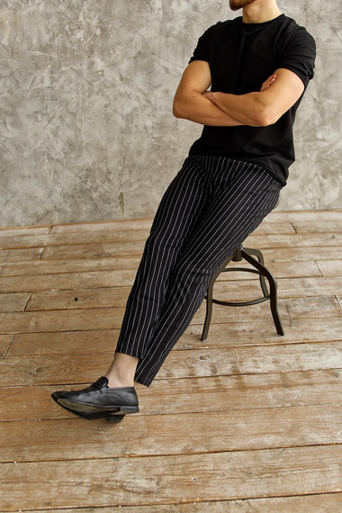 Брюки полоски черные чёрный S L | Зображення 3