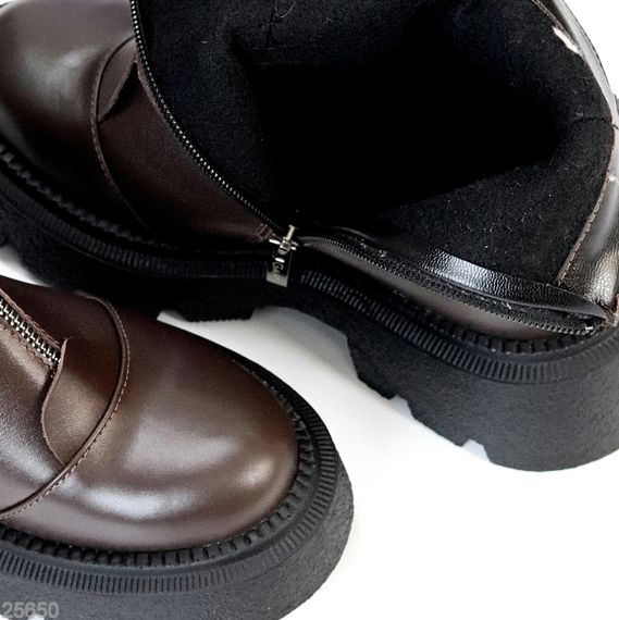 Шикарні шкіряні черевики на блискавці натуральна шкіра колір Шоколад | Зображення 1