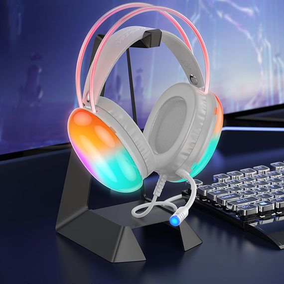Накладные наушники Hoco W109 Rich gaming (USB+3.5mm/2m) White | Зображення 2