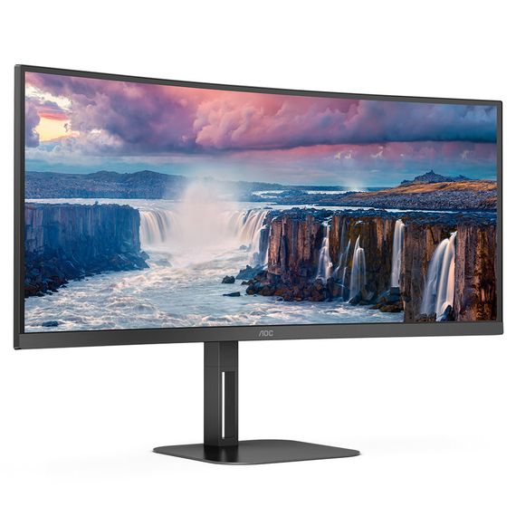 TFT 34" AOC CU34V5C/BK, WQHD, VA, 100Гц, 1 мс, вигнутий, HDMI, DP, USB-C, USB-hub, колонки, чорний | Зображення 6
