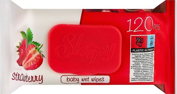 Sleepy Серветки вологі Strawberry (Полуниця) 120шт.