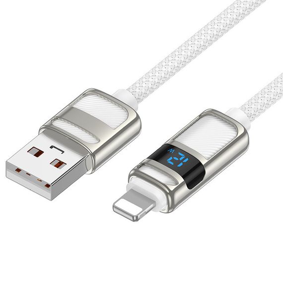 Дата кабель Hoco U137 Line with display USB to Lightning 2.4A/12W (1.2m) | Зображення 1
