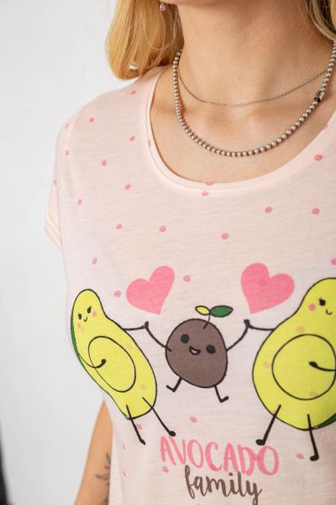 Піжама жіноча з принтом, колір персиковий, 243R7093 | Зображення 4