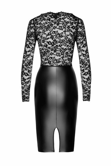 Сукня Noir Handmade F295 Euphoria, XL, black, мереживо, глибоке декольте, спідниця міді під латекс | Зображення 4