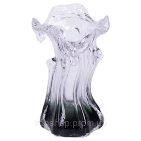 Декоративна скляна ваза для квітів 15.5 см фігурна ваза 100 мл Зелена HP-9-3