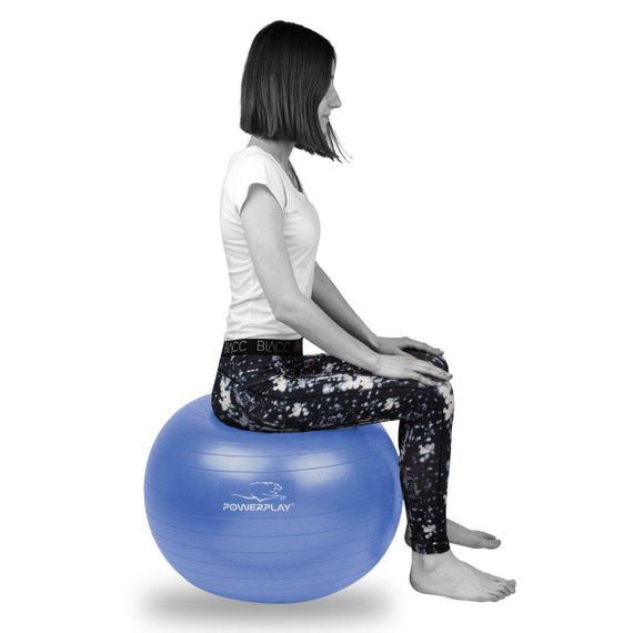 М'яч для фітнесу (фітбол) PowerPlay 4001 Ø65 cm Gymball Синій + помпа | Зображення 2