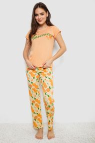 Пижама женская с принтом  -уценка, цвет оранжевый, 243R7137-U