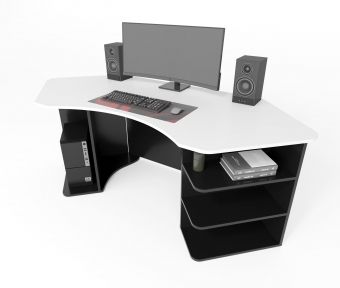 Стол компьютерный Comfy-Home Karbid белыйчерный