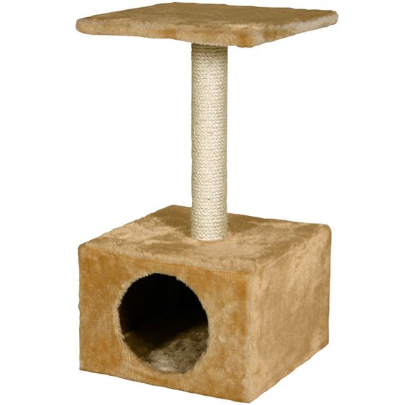 Когтеточка для котов с домиком Flamingo Sassiere, 54.5 см х 30 см х 30 см, бежевый