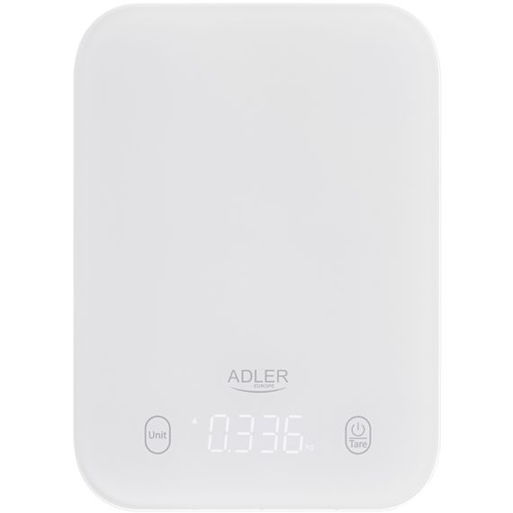 Ваги кухонні Adler AD 3181 white електронні/ 10кг/ г; кг, фунт/ 2хААА/ автовимкнення/ скло | Зображення 4