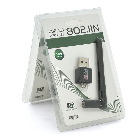 Бездротовий мережевий адаптер з антеною 2DBI Wi-Fi-USB Merlion LV-UW02RK-2DB, 802.11bgn, 150MB, 2.4 GHz, WIN7 /XP/Vista/2K/MAC/LINUX