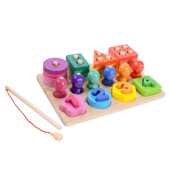 Дитяча дерев’яна іграшка "Пірамідка-сортер" C9416 рибалка, вкладиші | Зображення 2