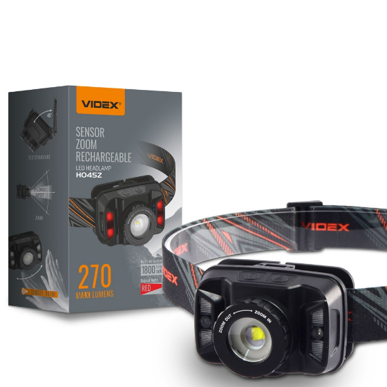 Ліхтарик LED налобний 270Lm 5000К чорний VLF-H045Z Videx | Зображення 3