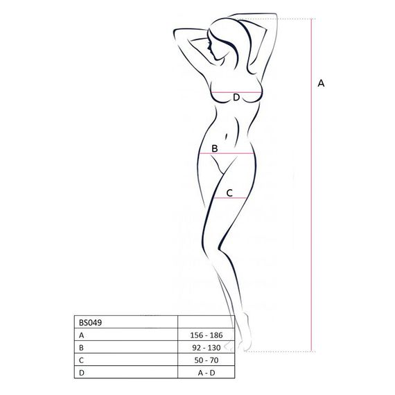 Бодістокінг Passion BS049 red, комбінезон, імітація топа, панчох і пояса, S/M/L | Зображення 3