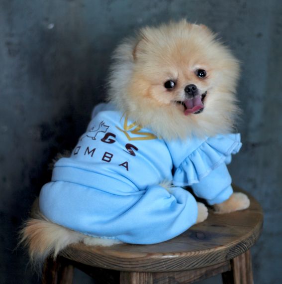 Костюм трьохнитка рюша блакитний D-164