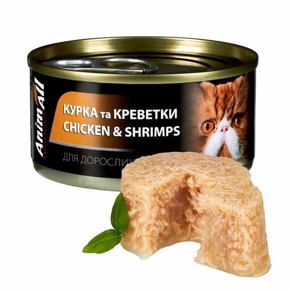 Вологий корм для котів з куркою та креветками Animall Cat Wet, 85 гр