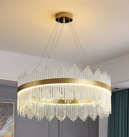 Люстра світлодіодна підвісна LED світильник для квартири на стелю лед 26923 Золото 50-180х60х60 см. | Зображення 1