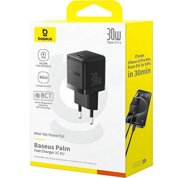 МЗП Baseus Palm Fast Charger 30W (1USB-C) (P10111605113-00) Cluster Black | Зображення 3