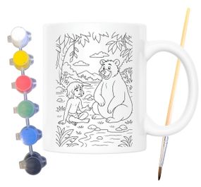 Набір для творчості кружка розмальовка Мауглі (за мотивами Книги джунглів Редьярда Кіплінга) 330 мл біла (КР0183)