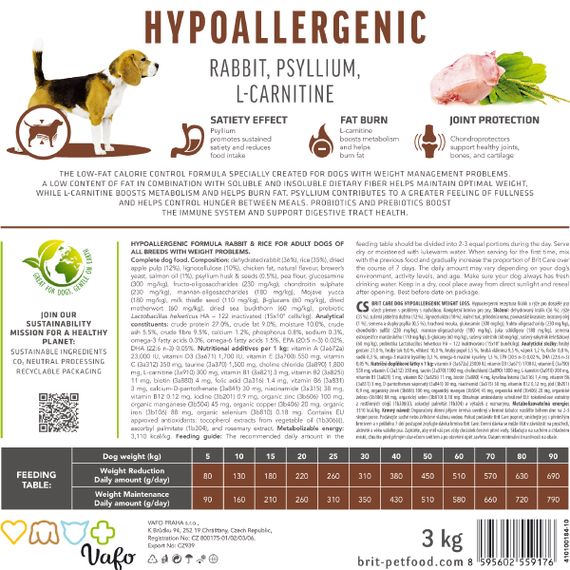 Корм сухий Brit Care Dog Hypoallergenic Weight Loss для собак із зайвою вагою гіпоалергенний з кроликом 3 кг | Зображення 7