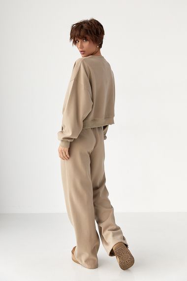 Вільний теплий спортивний костюм - світло-коричневий цвет, S/M (є розміри) | Зображення 1