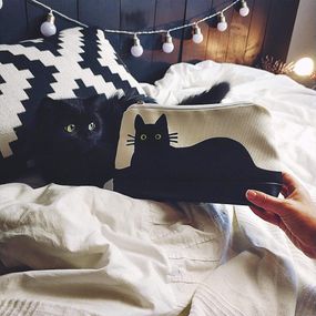 Косметичка дорожная женская Lovely Черная кошка 26x15x8 см