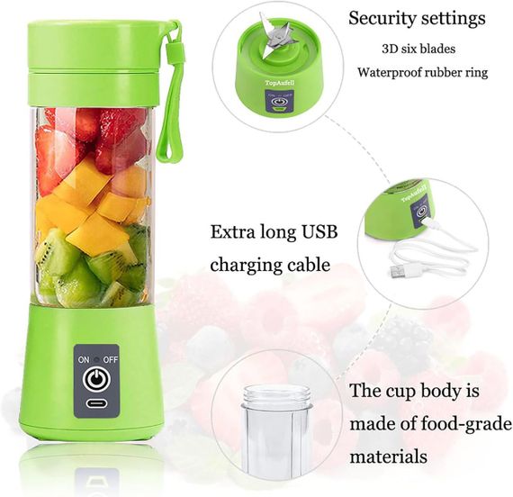 Блендер портативний Мініблендери Смузі Коктейлі Соковичавниця Чашка USB Перезаряджуваний Шість Лез у 3D для | Зображення 4
