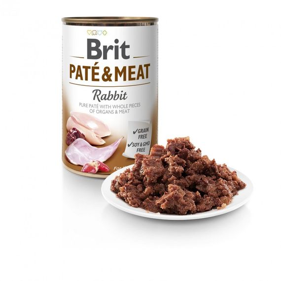 Корм вологий Brit Care Pate and Meat для дорослих собак з кроликом 400 г | Зображення 1