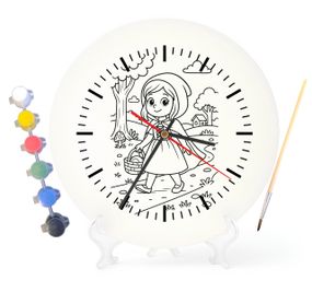 Детский набор для творчества часы раскраска по мотивам Красная Шапочка (Братья Гримм) 30 см (Г0041)
